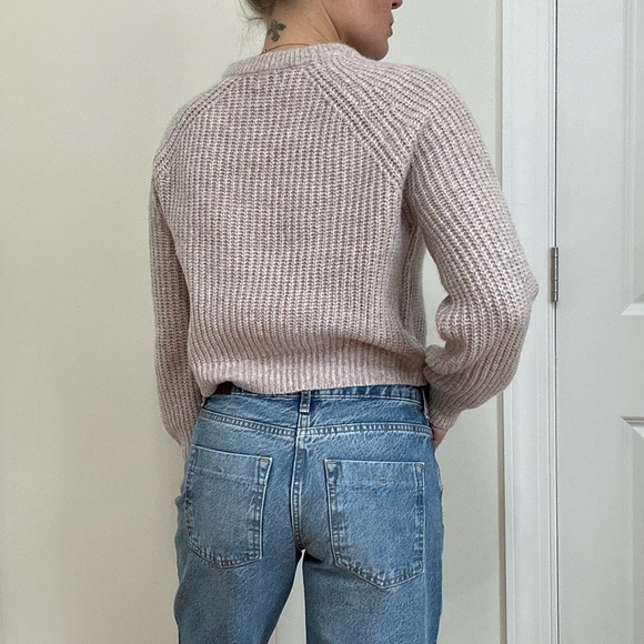 Cut Out Marled Knit Cable Pattern Crew Neck Pullover - Picture 5 of 8